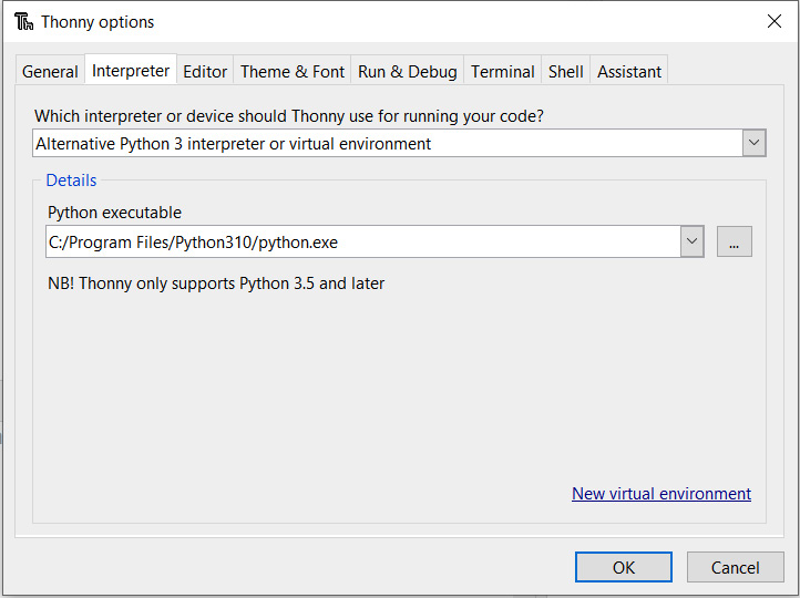 Figure 2.15 – Configuring the interpreter...
