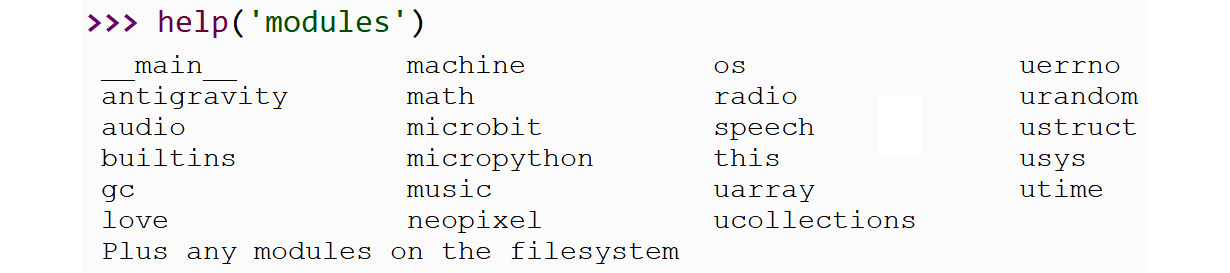 Figure 4.1 – Built-in modules
