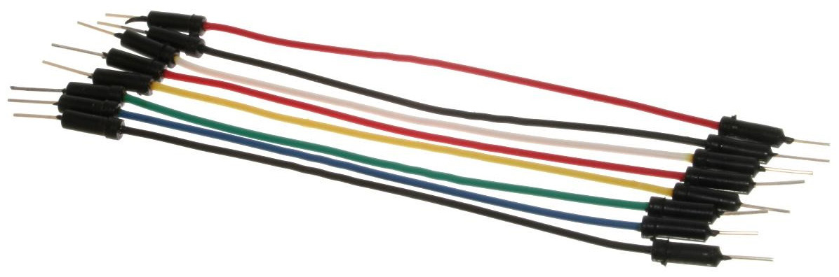 Figure 6.3 – Male-to-male header jumper wires (courtesy: https://commons.wikimedia.org/wiki/File:A_few_Jumper_Wires.jpg)
