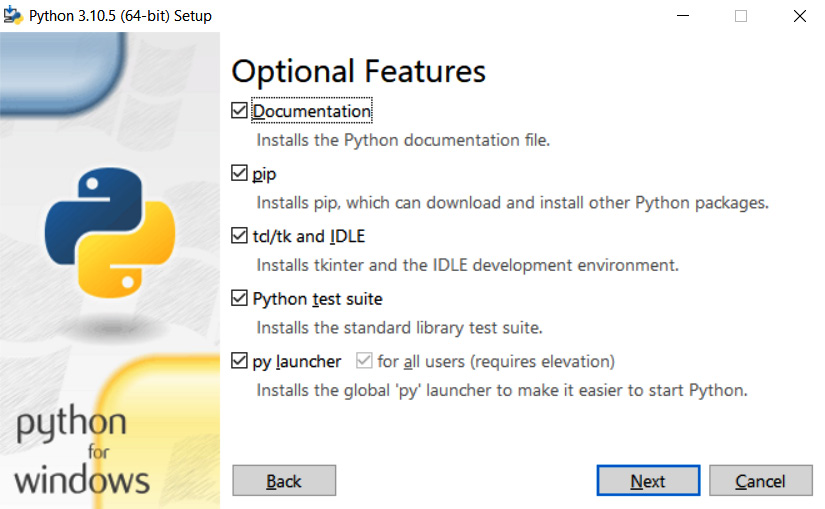 Figure 8.5 – Installing Python, pip, and IDLE
