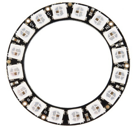 Figure 11.7 – The front of a 16-LED NeoPixel ring (courtesy: https://commons.wikimedia.org/wiki/File:12664-02a.jpg)
