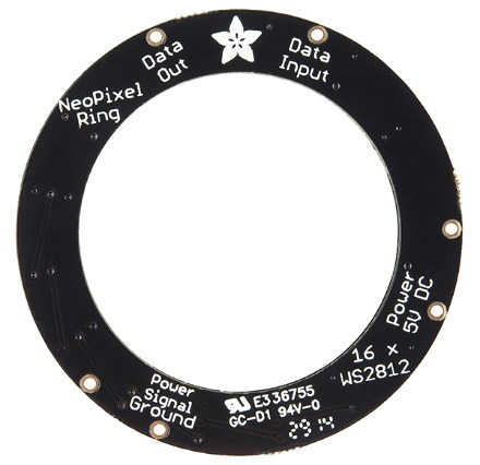 Figure 11.8 – The rear of a 16-LED NeoPixel ring (courtesy: https://commons.wikimedia.org/wiki/File:12664-03a.jpg)
