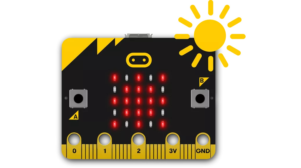 Figure 14.4 – Position of light sensors on a Micro:bit (courtesy: https://microbit.org/projects/make-it-code-it/sunlight-sensor/)
