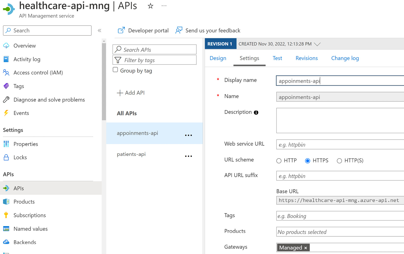 Figure 11.5 – The API Management service allows you to add APIs and map custom routes, that when called, will reroute the request to the mapped resource