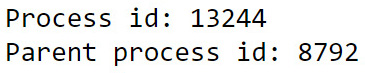 Figure 6.13 – The expected output showing the process ID and the parent process ID of the system
