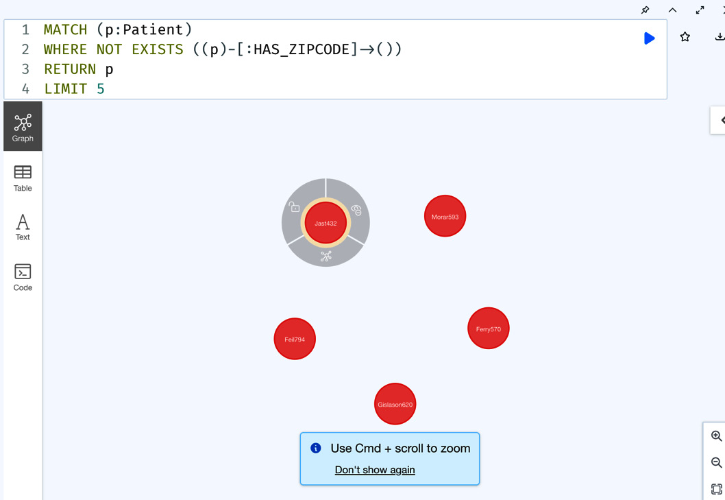 Figure 5.11 – Query using a NOT EXISTS pattern
