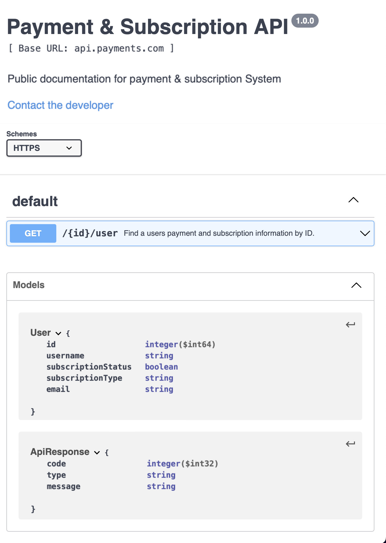 Figure 2.5 – The generated API documentation for the OpenAPI specification

