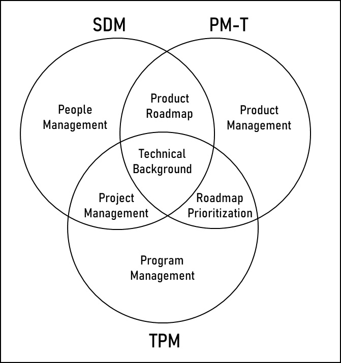 Figure 1.5 – A Venn diagram showing the TPM, SDM, and PM-T