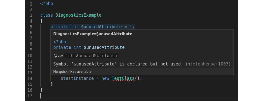 Figure 7.12: An info popup in Intelephense
