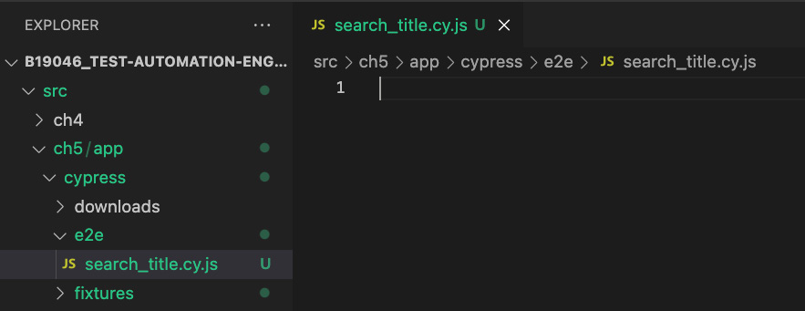 Figure 5.12 – Creating a test file