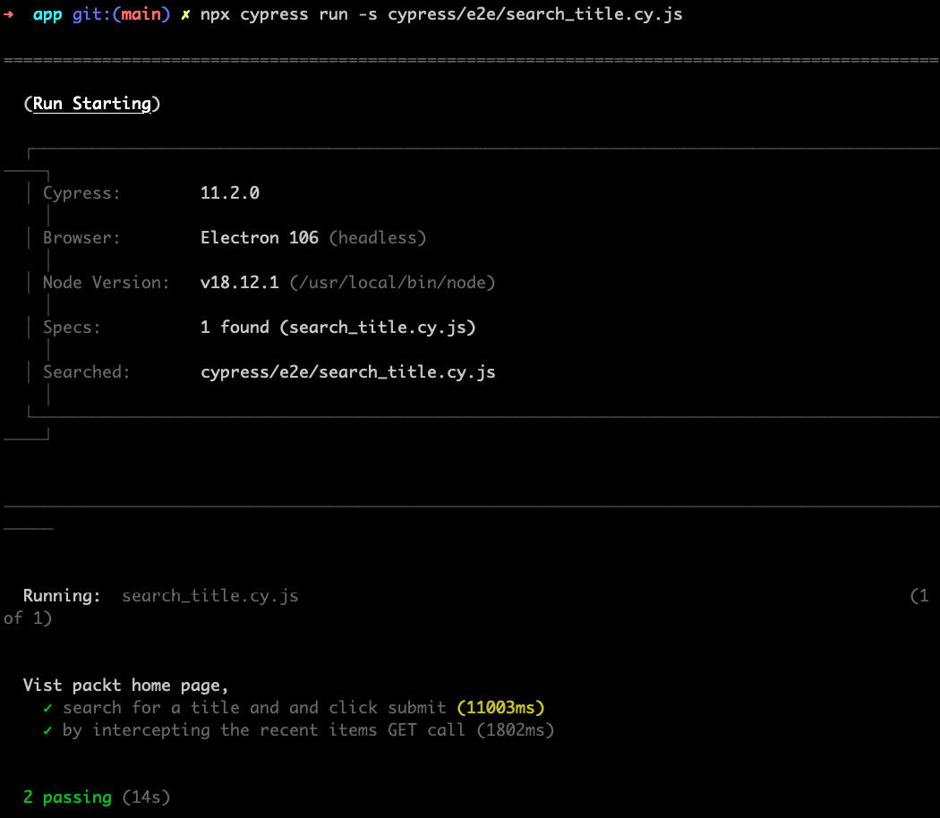 Figure 5.13 – CLI test execution