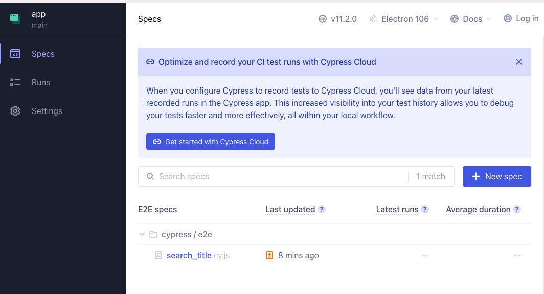 Figure 5.15 – Test selection modal