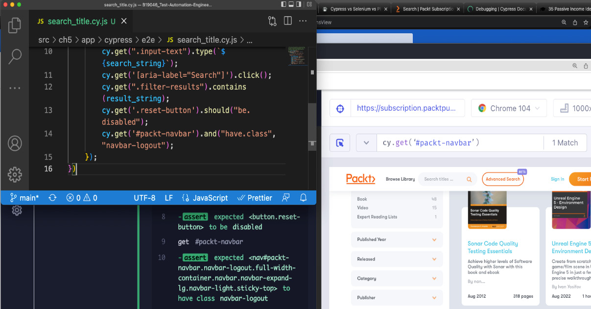 Figure 5.18 – Assertions for the navbar and Reset button