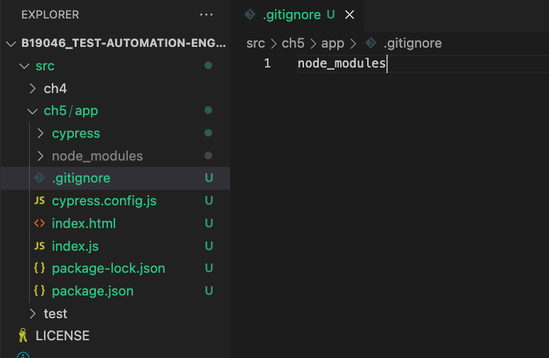 Figure 5.23 – .gitignore file