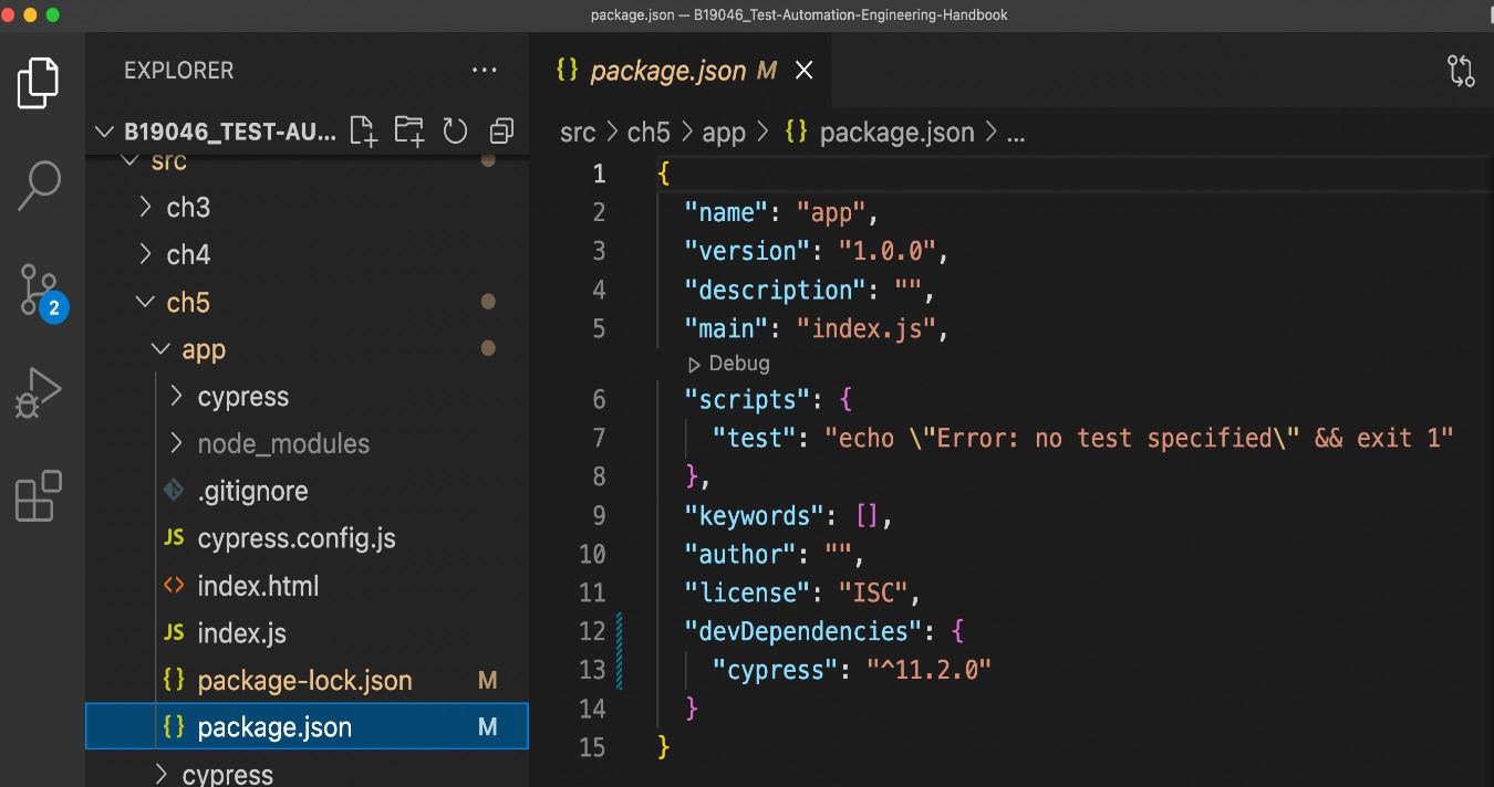 Figure 5.3 – npm install cypress