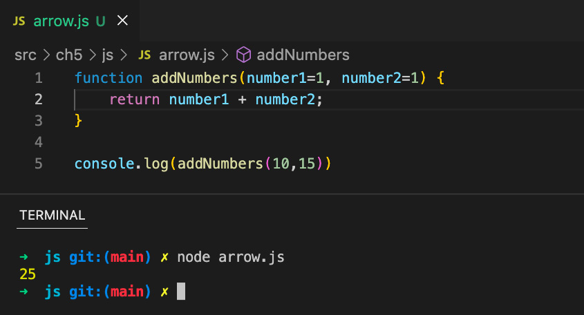 Figure 5.8 – Function to add two numbers