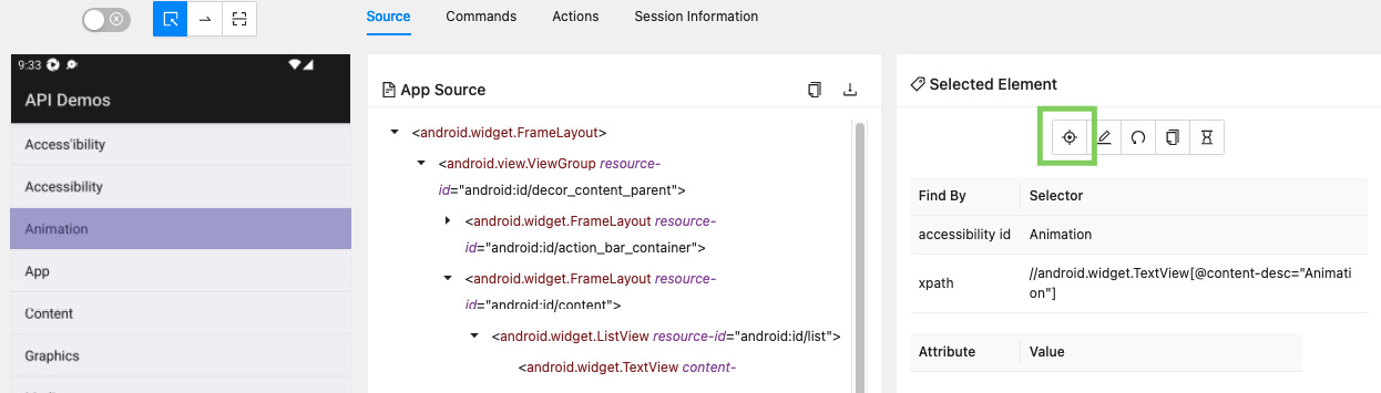 Figure 6.15 – Inspecting an element via Appium Inspector