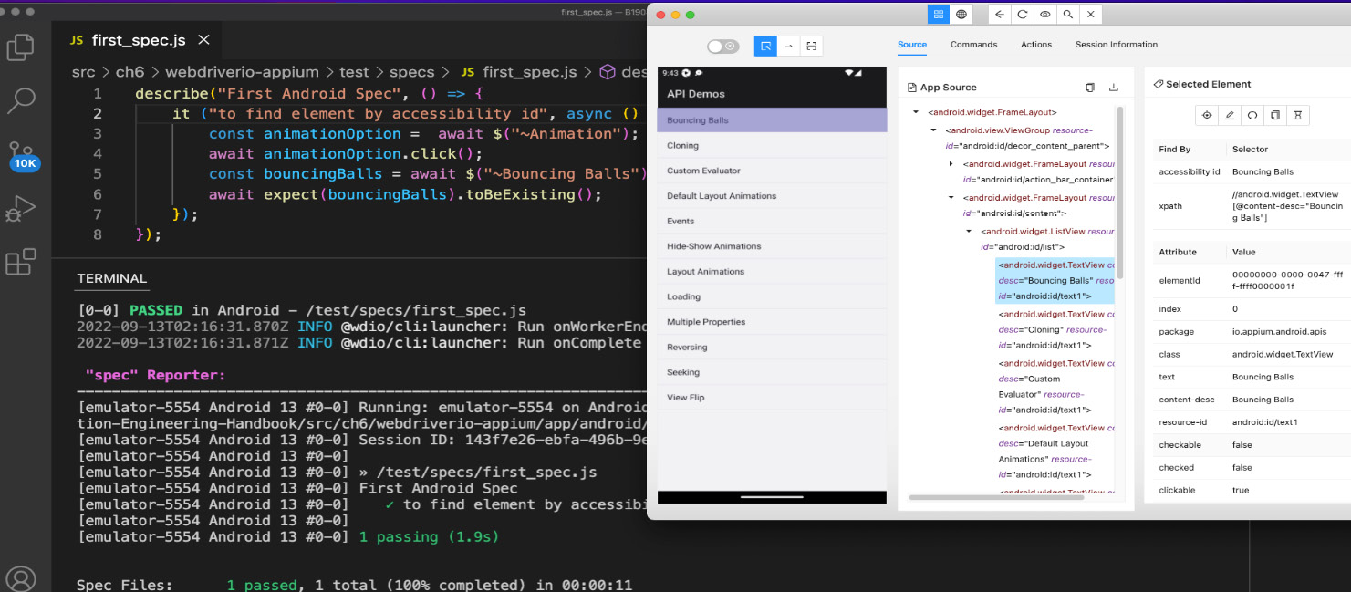 Figure 6.16 – Appium test execution