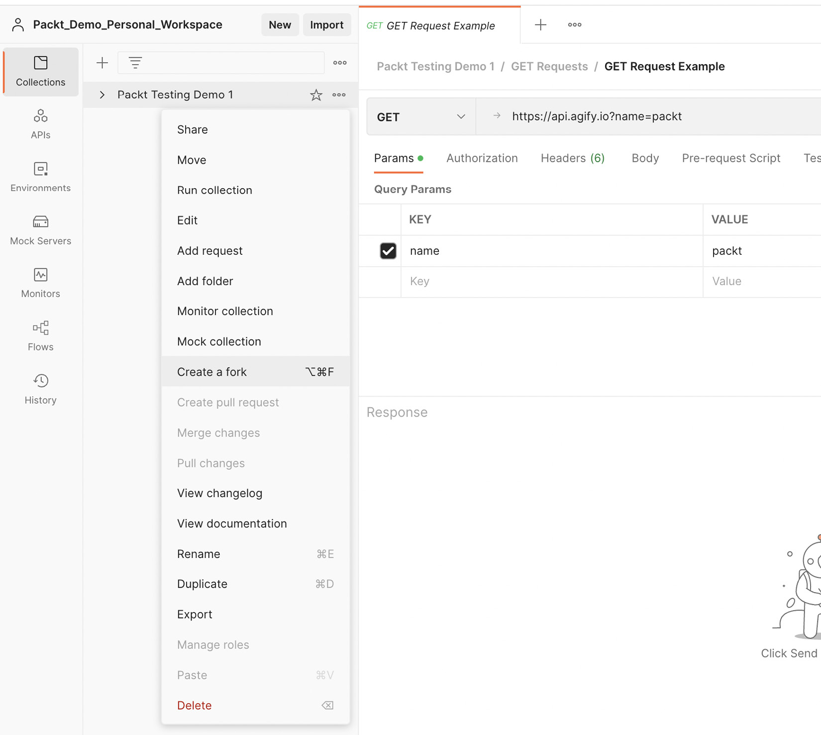 Figure 7.11 – Collections drop-down menu