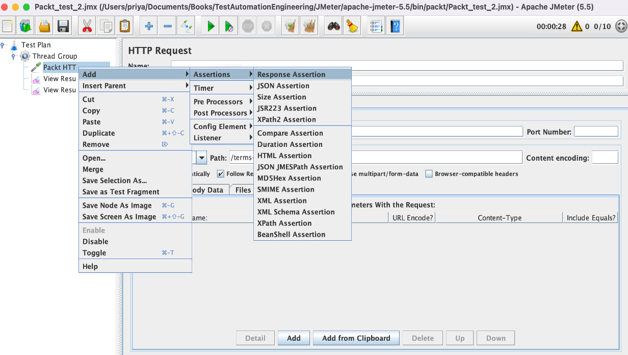 Figure 8.10 – Adding assertions