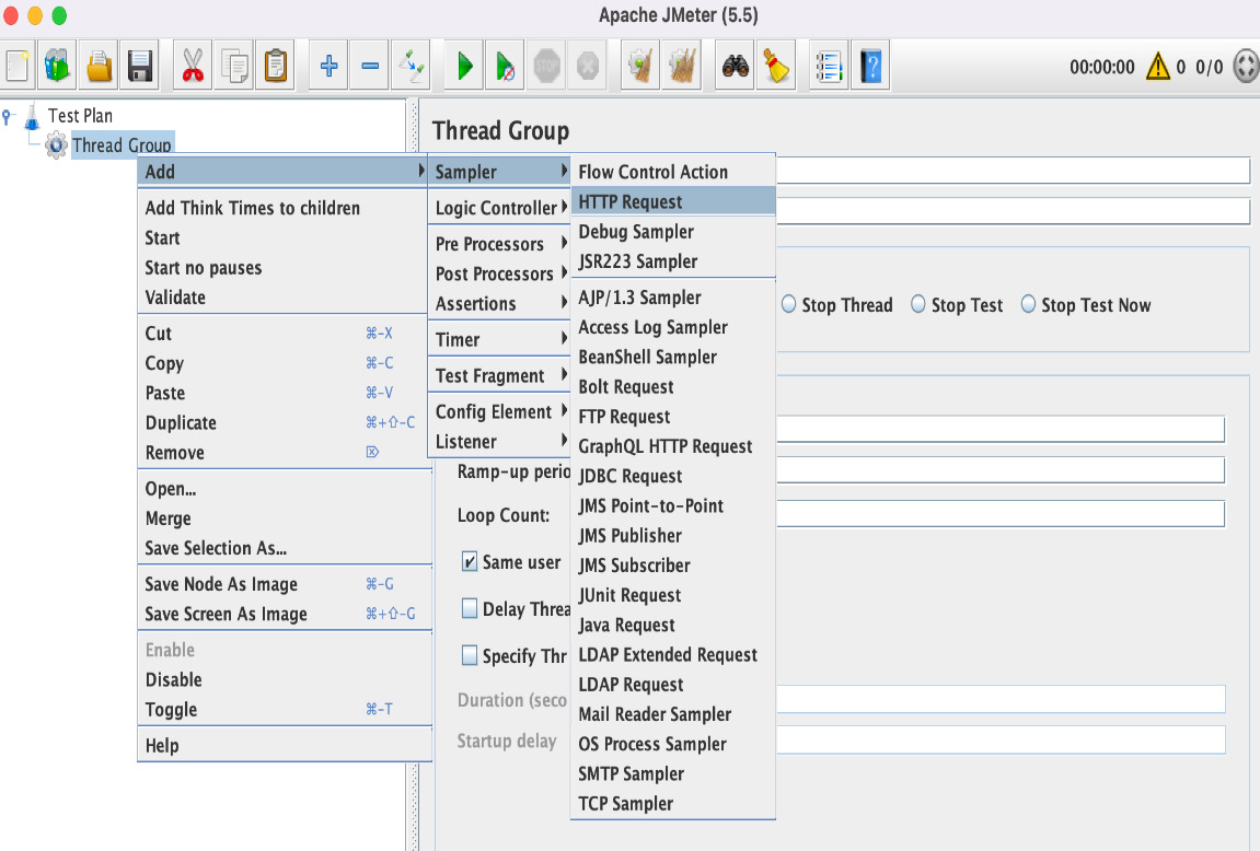 Figure 8.6 – Adding an HTTP sampler