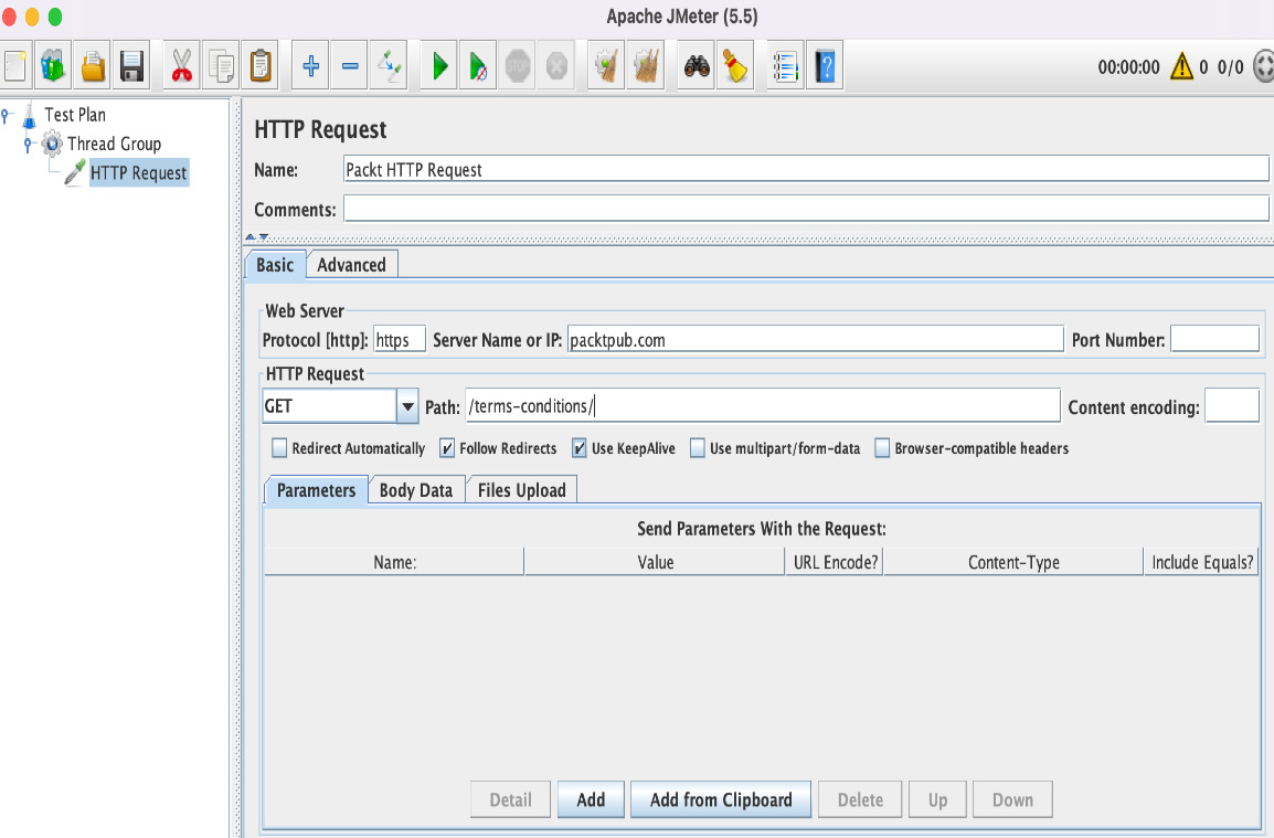 Figure 8.7 – Configuring an HTTP sampler