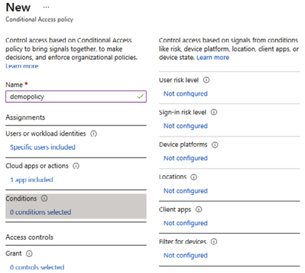 Figure 1.34 – Conditions settings