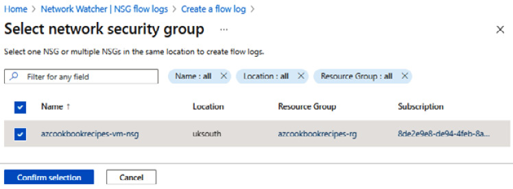 Figure 10.9 – Confirm selection of NSG