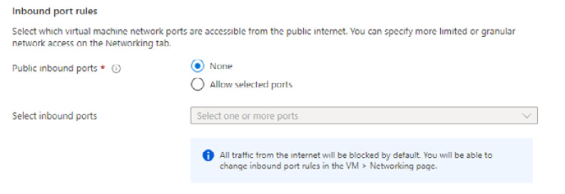 Figure 2.5 – Set Public inbound ports