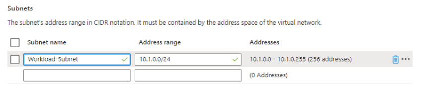 Figure 2.7 – Subnet settings