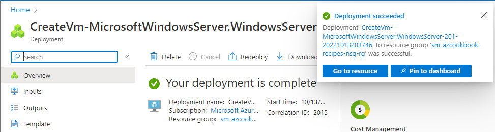 Figure 2.9 – Deployment completed notification