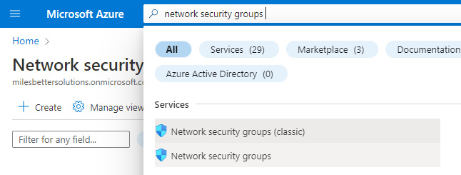 Figure 2.10 – Search for network security groups