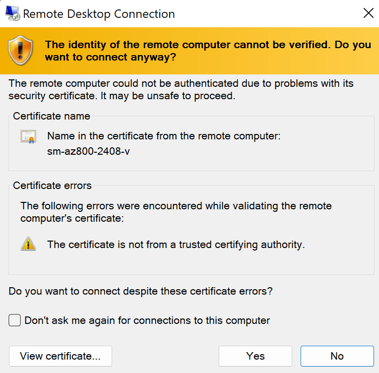 Figure 2.23 – Remote Desktop Connection