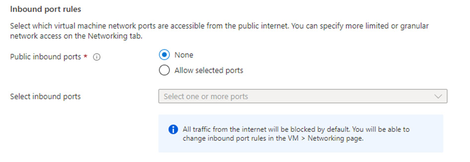 Figure 2.32 – Set Public inbound ports