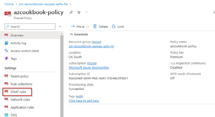 Figure 2.70 – Azure Firewall policy