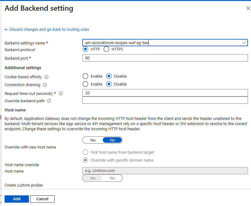 Figure 2.110 – Add routing rule backend setting