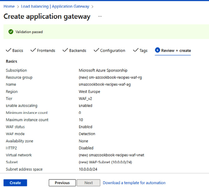 Figure 2.113 – Create application gateway