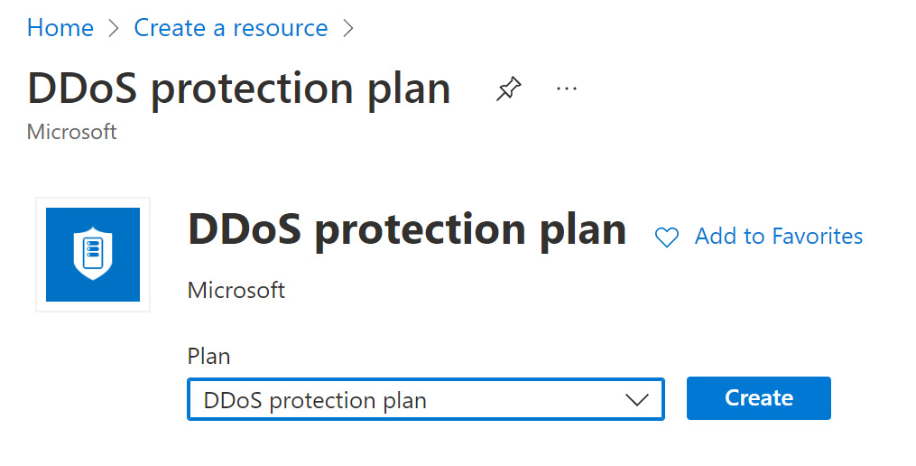 Figure 2.123 – Create a DDoS protection plan