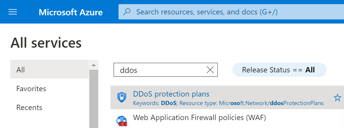 Figure 2.133 – Search for DDoS protection plans