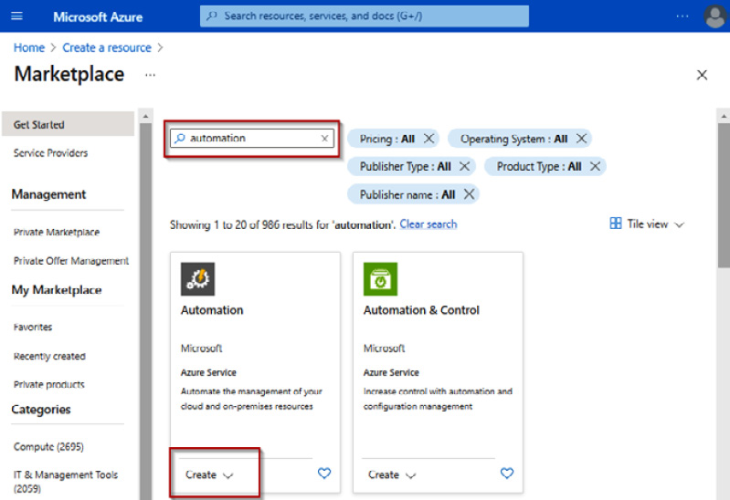 Figure 4.2 – Creating an Automation account