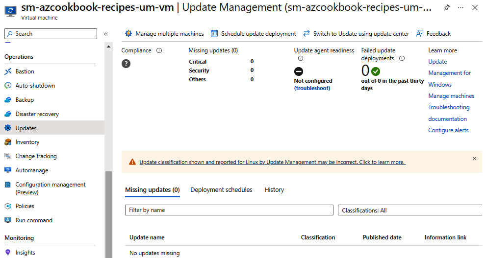 Figure 4.8 – Update Management solution page