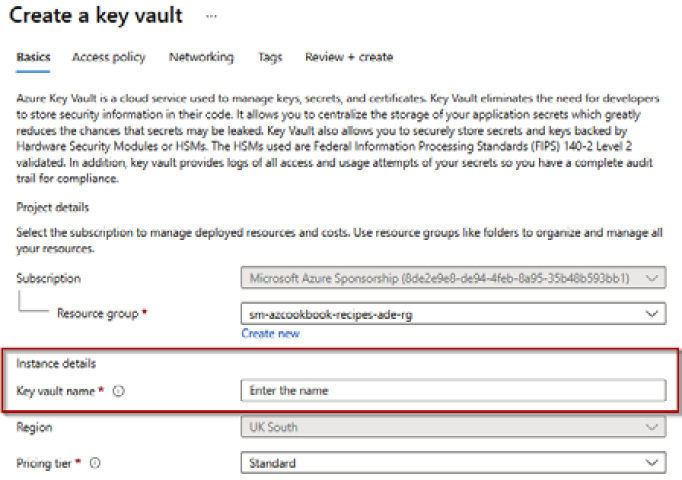 Figure 4.21 – Key vault settings