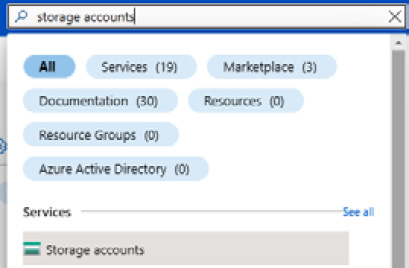 Figure 6.7 – Searching for storage accounts