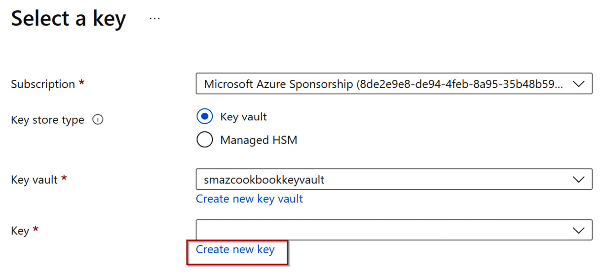 Figure 6.32 – Key selection