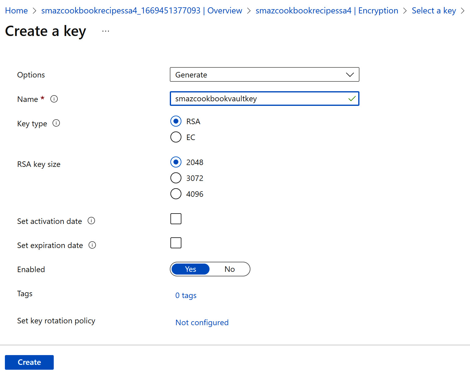 Figure 6.33 – Creating a new key