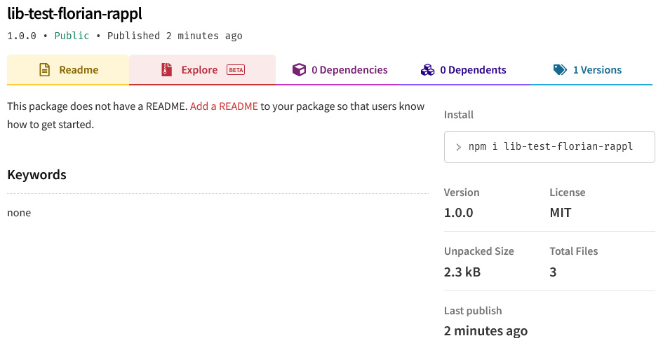 Figure 8.2 – The details of the published package
