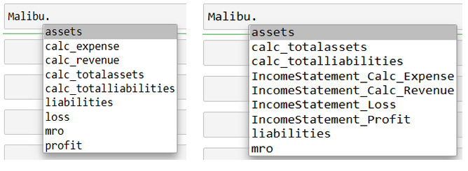 Figure 4.7 – Malibu without metaclass (left) and Malibu with metaclass (right)
