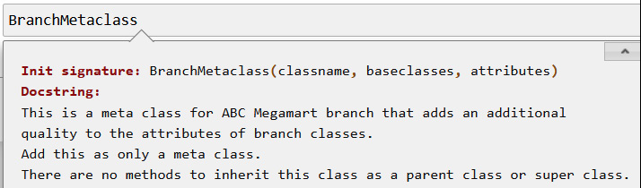 Figure 16.6 – Documentation string for BranchMetaclass
