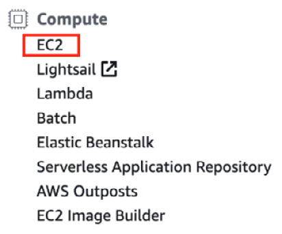 Figure 3.4 – The EC2 menu in the AWS web console
