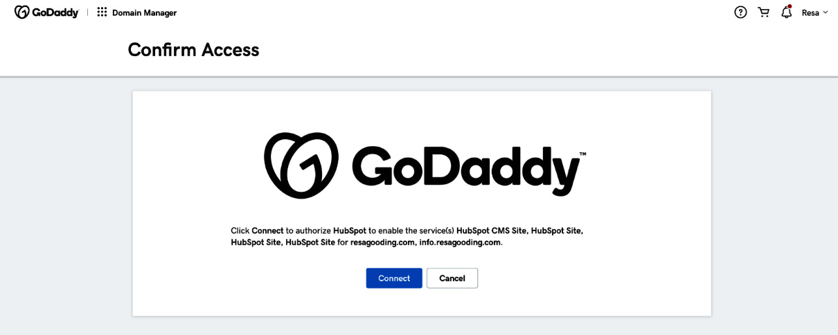 Figure 1.13 – Confirming access with GoDaddy
